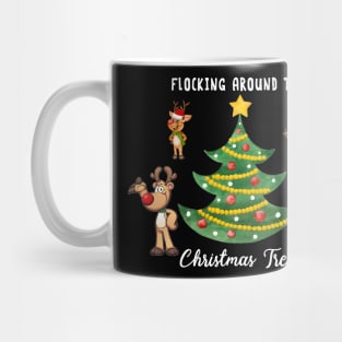 Reindeer Flocking Around Christmas Tree Mug